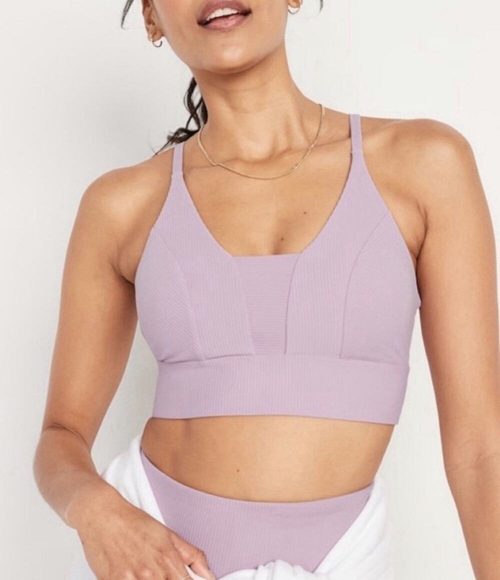 Old Navy Active PowerSoft Ribbed Lilac Lavender Bra 4X